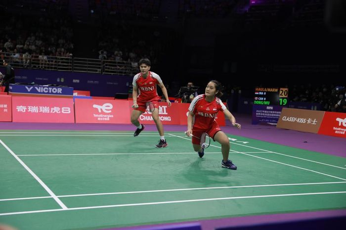 Aksi Adnan Maulana/Nita Violina Marwah saat membela Indonesia pada laga pertama penyisihan Grup B Sudirman Cup 2023 melawan Kanada, Senin (15/5/2023)