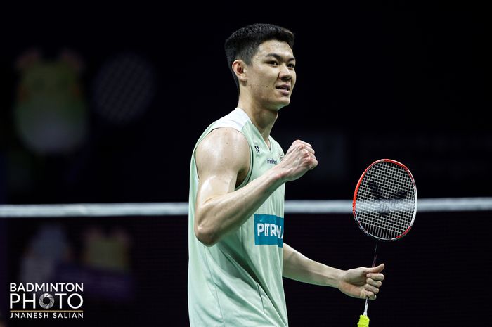 Pebulu tangkis tunggal putra Malaysia, Lee Zii Jia, pada babak penyisihan grup Sudirman Cup 2023 di Suzhou Olympic Centre, China, Rabu (17/5/2023).