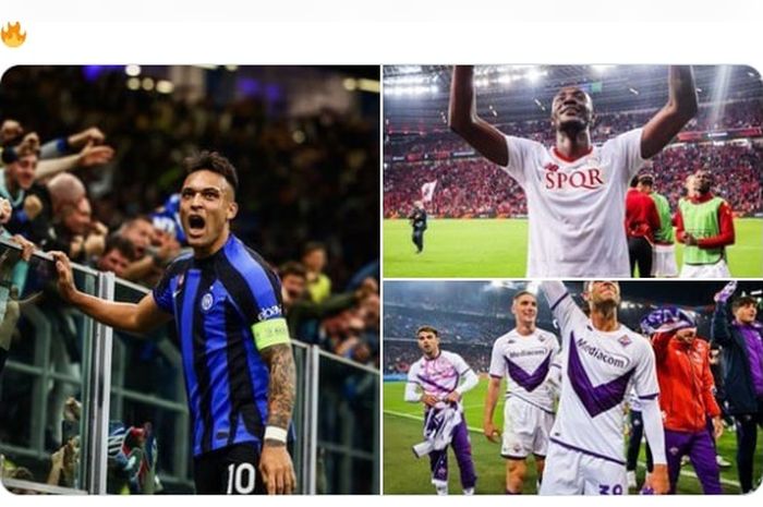 Inter Milan (Liga Champions), AS Roma (Liga Europa), Fiorentina (Conference League) wakili Serie A di final kompetisi Eropa musim ini.