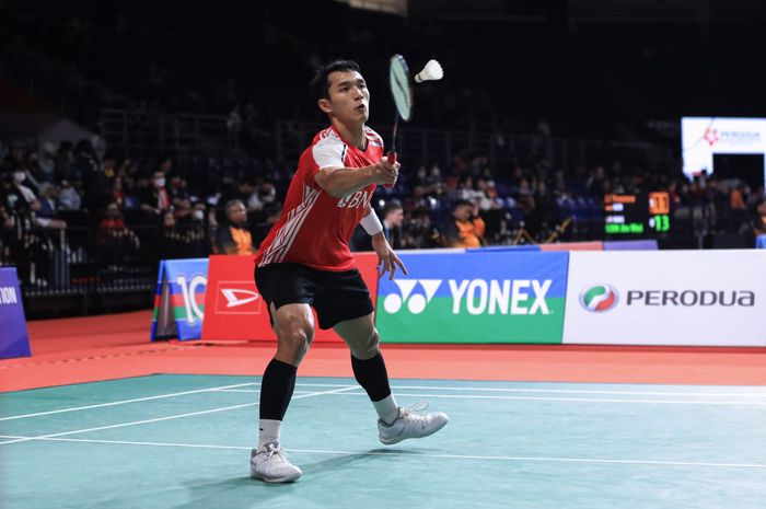 Aksi tunggal putra Indonesia,Jonatan Christie pada babak pertama Malaysia Masters 2023, Rabu (24/5/2023)