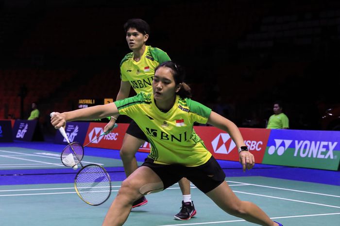 Pasangan ganda campuran, Adnan Maulana/Nita Violina Marwah, pada babak kualifikasi Thailand Open 2023 di Indoor Huamark Stadium, Bangkok, Selasa, 30 Mei 2023