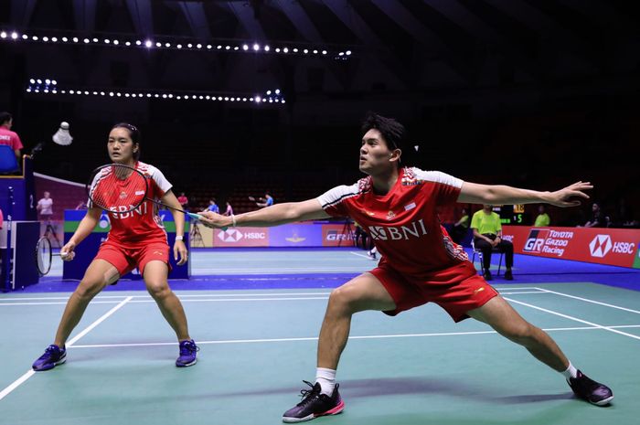 Aksi ganda campuran Indonesia, Adnan Maulana/Nita Violina Marwah pada babak kualifikasi Thailand Open 2023, Selasa (30/5/2023)