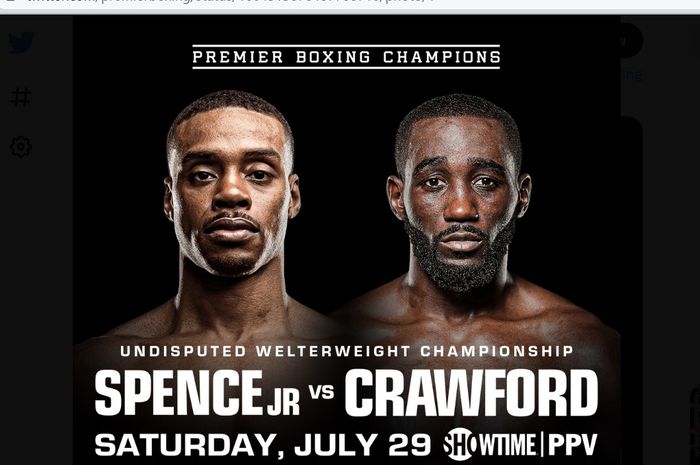 Poster pertandingan tinju kelas welter antara Terence Crawford dan Errol Spence Jr