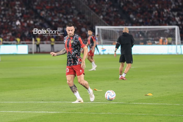 Marc Klok sebelum pertandingan timnas Indonesia vs Argentina di SUGBK, Senin (19/6/2023).