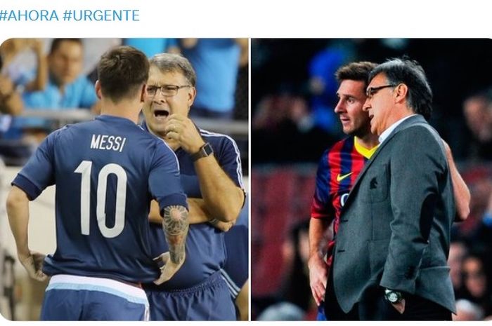 Lionel Messi dan Gerardo Martino saat bekerjasama di Barcelona dan Argentina.