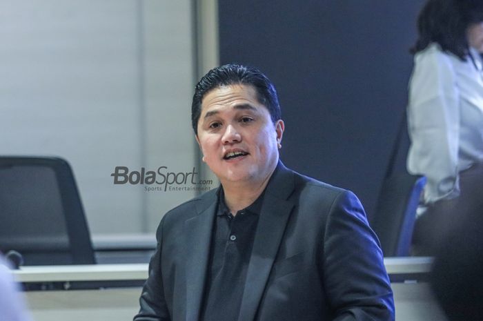 Ketua Umum PSSI, Erick Thohir, saat ditemui di Menara Danareksa, Gambir, Jakarta Pusat, Sabtu (24/6/2023) sore.