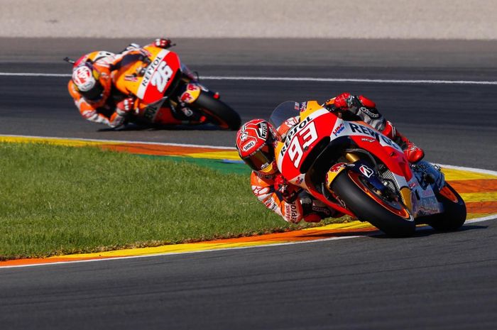 Pembalap Repsol Honda, Dani Pedrosa dan Marc Marquez, pada musim MotoGP 2018