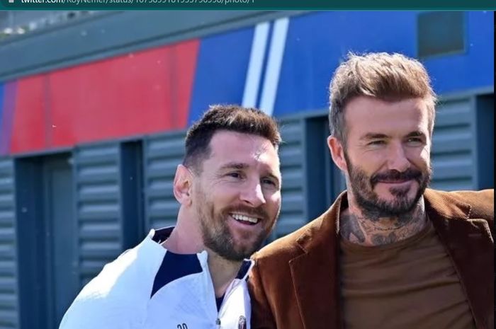 Momen kebersamaan Lionel Messi dan David Beckham di PSG.