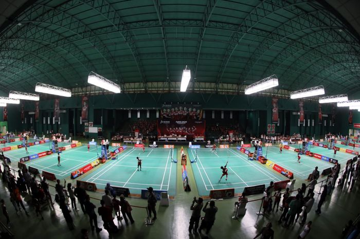 Suasana Audisi Umum PB Djarum 2023 di GOR Jati, Kudus, Jawa Tengah.