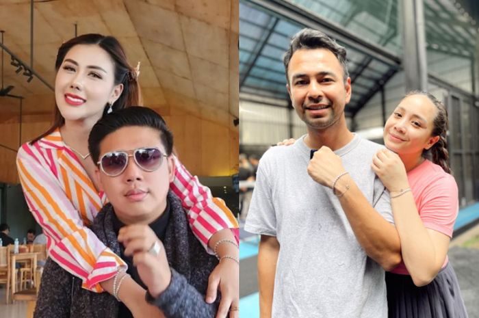 Rey Utami dan Pablo Benua (kiri) Raffi Ahmad dan Nagita Slavina (kanan)