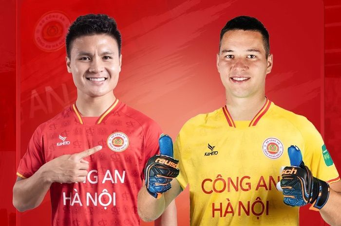 Dua pemain baru Hanoi Police FC, Nguyen Quang Hai dan Filip Nguyen.