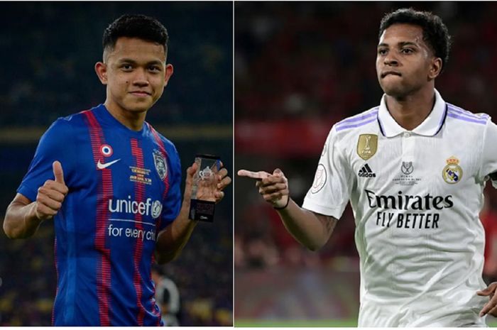 Bintang muda Timnas Malaysia Arif Aiman Hanapi disamakan dengan Rodrygo (kanan) dari Real Madrid, tapi disarankan pindah ke Liga 1 Indonesia. 