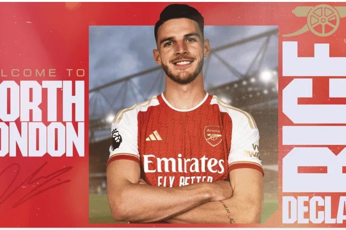 Declan Rice resmi pindah ke Arsenal dari West Ham United (15/7/2023), The Gunners langsung jadi tim terboros Liga Inggris di bursa transfer musim panas 2023.