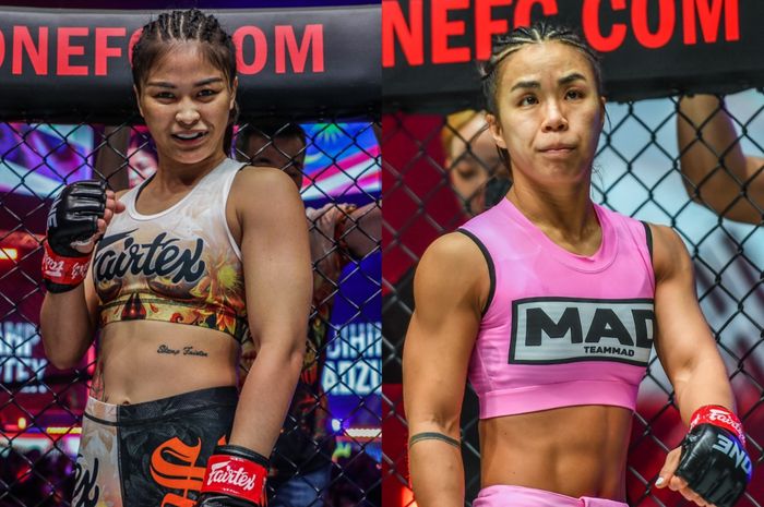 Stamp Fairtex (kiri), akan berduel dengan Ham Seo-hee untuk memperebutkan sabuk interim kelas atomweight ONE Championship di ajang ONE Fight Night 14 (30/9/2023).