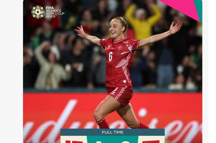 Denmark mengalahkan China 1-0 dalam laga Grup D Piala Dunia Wanita 2023, Sabtu (22/7/2023) di Perth.