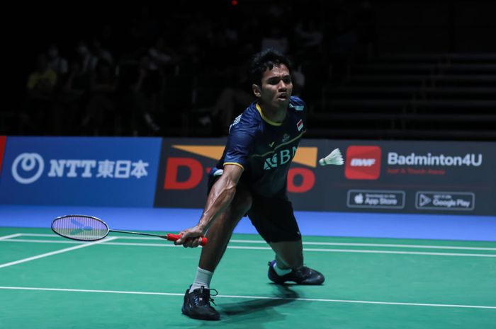 Tunggal putra Indonesia, Chico Aura Dwi Wardoyo, saat babak kedua Japan Open 2023 di Yoyogi Gymnasium, Tokyo, Jepang, 27 Juli 2023.