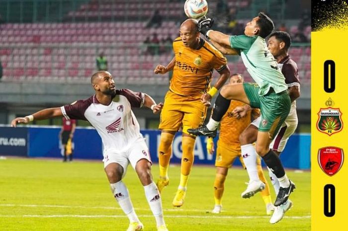 Bhayangkara FC vs PSM dalam pekan kelima Liga 1 2023-2024 di Stadion Patriot Candrabhaga, Bekasi, Sabtu (29/7/2023).