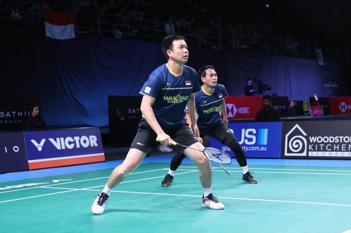 Aksi Ganda putra Indonesia, Mohammad Ahsan/Hendra Setiawan menjadi salah satu tumpuan pada Kejuaraan Dunia 2023