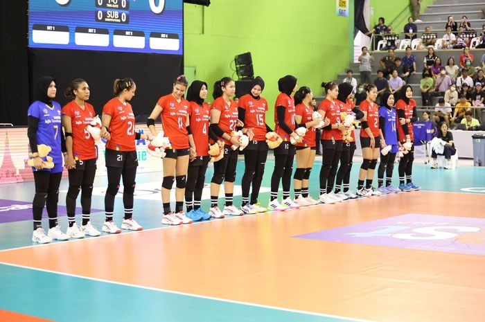 Potret tim voli putri Indonesia saat bertanding di SEA V League 2023. Hasil lebih baik menjadi misi pada tahun ini.