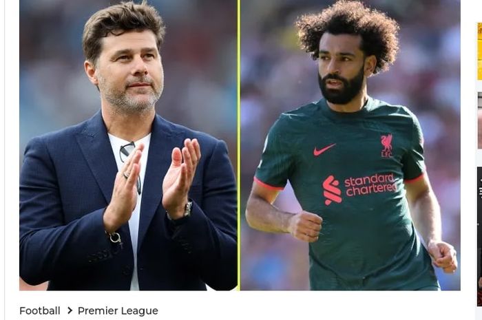 Duel Chelsea vs Liverpool di pekan perdana Liga Inggris, Minggu (13/8/2023), mempertemukan Mauricio Pochettino (kiri) dengan Mohamed Salah sebagai raja pertandingan pertama.