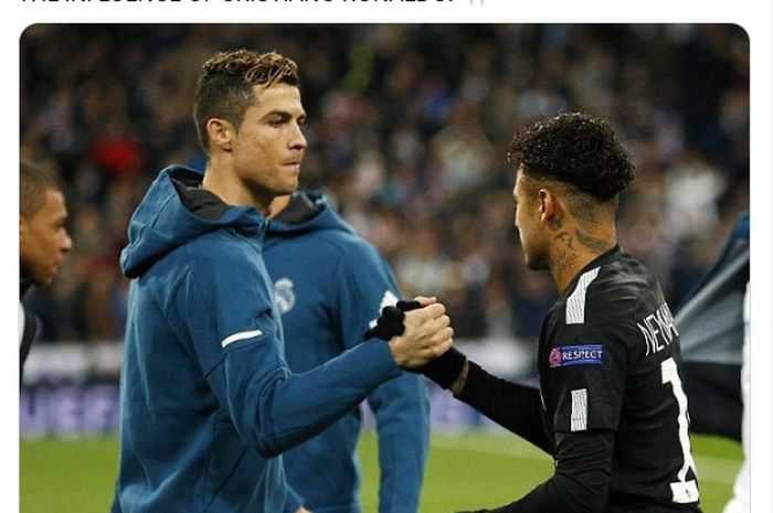 Neymar (kanan) memuji pengaruh besar Cristiano Ronaldo sebagai pionir kepindahan para pemain bintang, termasuk dirinya, ke Liga Arab Saudi. Neymar kini resmi gabung Al Hilal.