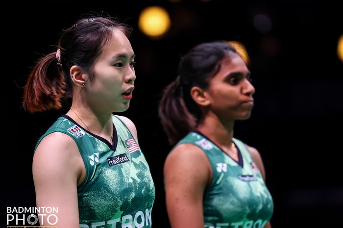 Ganda putri Malaysia, Pearly Tan/Thinaah Muralitharan saat tampil pada laga babak perempat final Kejuaraan Dunia 2023, Jumat (25/8/2023)