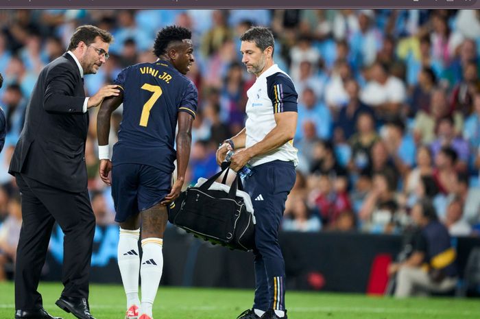 Vinicius Junior mengalami cedera hamstring dalam laga Celta Vigo vs Real Madrid di Liga Spanyol 2023-2024.