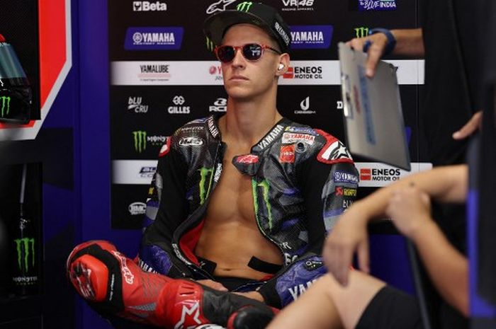 Pembalap Monster Energy Yamaha, Fabio Quartararo, pada hari pertama MotoGP Catalunya 2023 di Circuit de Barcelona-Catalunya, Spanyol, Jumat (1/9/2023).