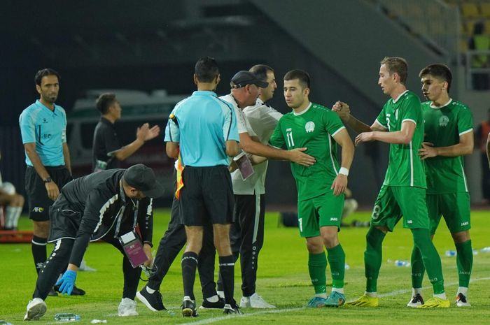 Suasana pertandingan Kualifikasi Piala Asia U-23 2024 antara timnas U-23 Taiwan vs Turkmenistan di Stadion Manahan, Surakarta, Rabu (6/9/2023).