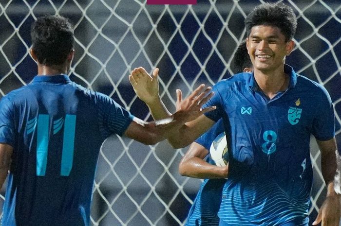  Thailand U-23 yang menempati Grup H mampu melibas sesama negara ASEAN, Filipina U-23, dengan skor 5-0 di Chonburi Stadium, Thailand, Rabu (6/8/2023).