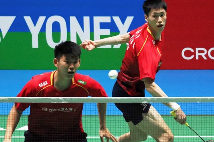 Pasangan ganda putra China, Liu Yu Chen/ Ou Xuan Yi, pada semifinal Japan Open 2023, Juli 2023.