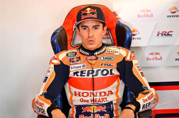 Pembalap Repsol Honda, Marc Marquez, saat kualifikasi MotoGP San Marino di Sirkuit Misano, Rimini, Italia, 9 September 2023.