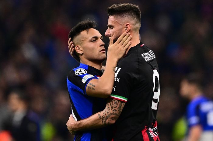 Lautaro Martinez dan Olivier Giroud bakal saling berduel di Derby della Madonnina saat Inter Milan bersua AC Milan di Giuseppe Meazza, Sabtu (16/9/2023) malam WIB.