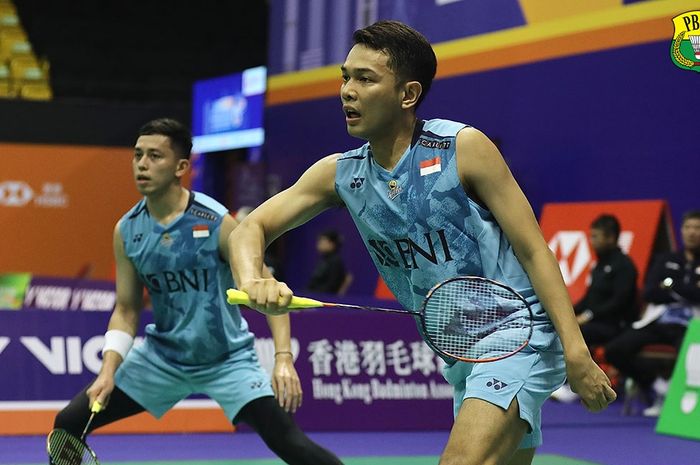 Ganda putra Indonesia, Fajar Alfian/Muhammad Rian Ardianto, harus tersingkir pada babak kedua Hong Kong Open 2023 di Hong Kong Coliseum, Kowloon, Hong Kong, 14 September 2023.