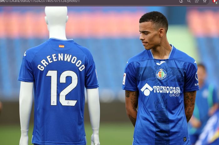 Mason Greenwood saat diperkenalkan sebagai pemain baru Getafe musim 2023-2024.