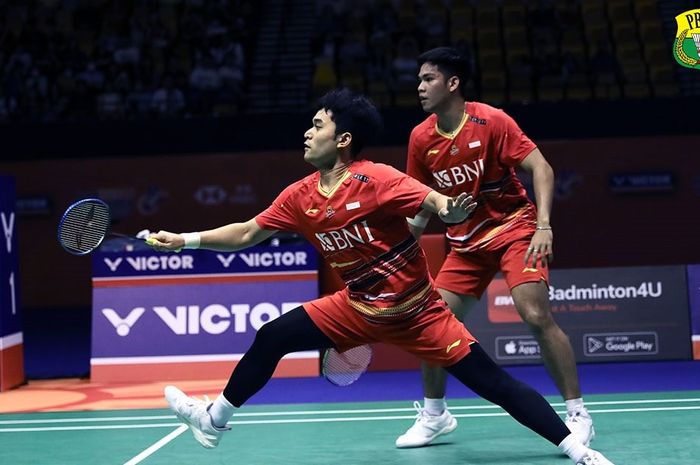 Ganda putra Indonesia, Leo Rolly Carnando/Daniel Marthin, sukses memenangi laga semifinal Hong Kong Open 2023 di Hong Kong Coliseum, Kowloon, Hong Kong, 16 September 2023.