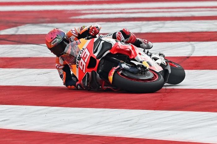 Pembalap Repsol Honda, Marc Marquez, pada balapan MotoGP India 2023 di Sirkuit International Buddh, Minggu (25/9/2023).