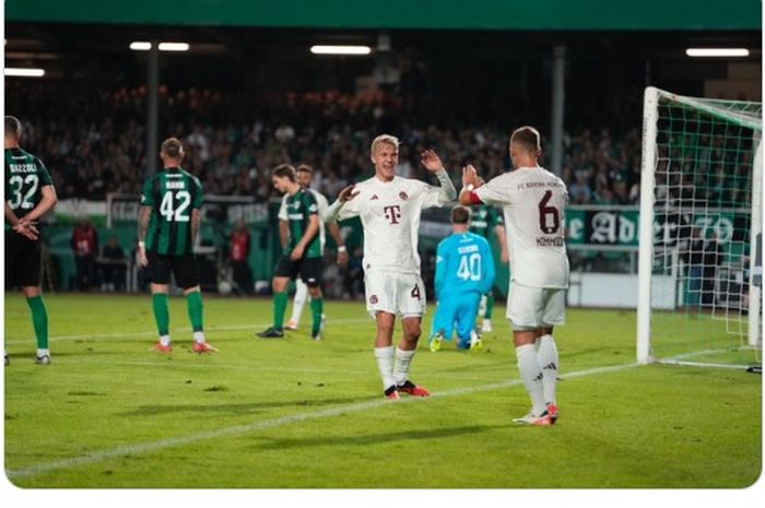 Wonderkid Bayern Muenchen, Frans Kraetzig, mencetak gol pertamanya buat klub dalam laga DFB Pokal melawan Preussen Muenster, Selasa (26/9/2023).