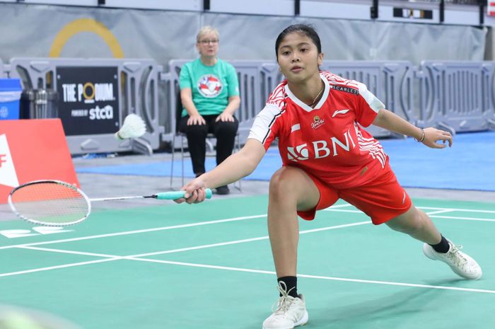 Pebulu tangkis tunggal putri, Thalita Ramadhani Wiryawan menjadi penentu kemenangan Indonesia atas Estonia pada penyisihan akhir Grup E Suhandinata Cup 2023 di The Podium Arena, Spokane, Washington, Amerika Serikat, Rabu (27/9/2023) siang waktu setempat.