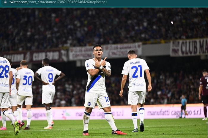 Kompatriot Lionel Messi, Lautaro Martinez, berhasil mencetak quattrik alias empat gol saat membantu Inter Milan menang 4-0 atas Salernitana pada pekan ke-7 Liga Italia 2023-2024.