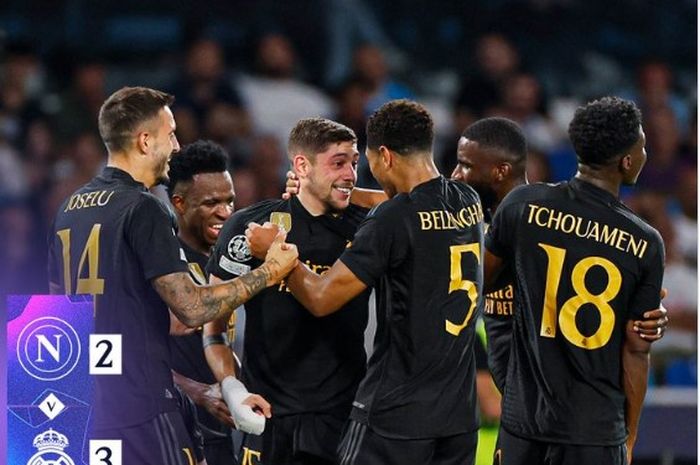 Real Madrid berhasil mengalahkan Napoli dengan skor 3-2 pada matchday 2 Grup C Liga Champions 2023-2024.