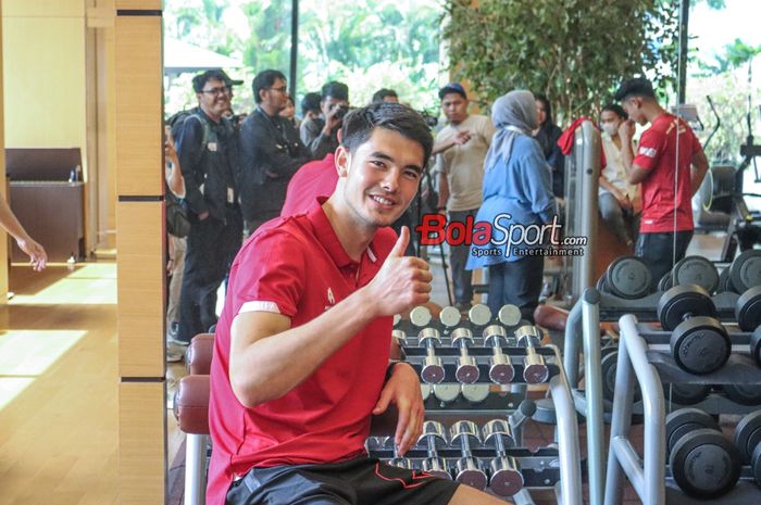 Elkan Baggott saat ditemui dalam acara kerja sama timnas Indonesia dengan PT Freeport Indonesia di Kawasan Senayan, Jakarta, Senin (9/10/2023).