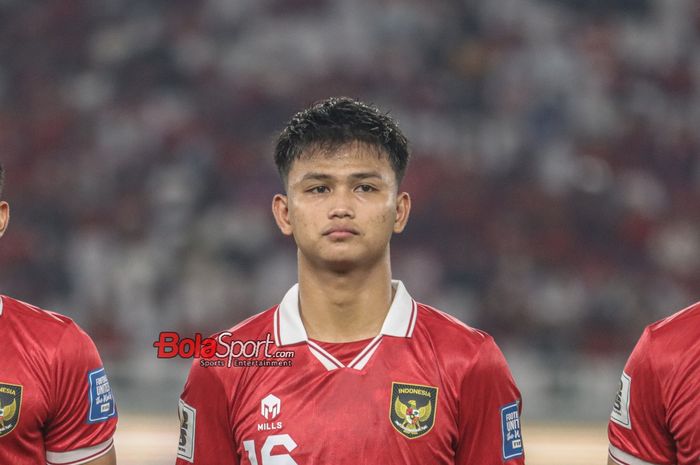 Penyerang timnas Indonesia, Hokky Caraka,  saat hadir di Stadion Utama Gelora Bung Karno, Senayan, Jakarta, Kamis (12/10/2023).