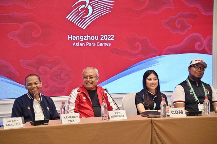 Press Conference NPC Indonesia tentang pencapaian kontingen Indonesia pada Asian Para Games Games 2022 Hangzhou, Sabtu (28/10/2023).