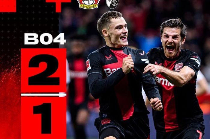 Bayer Leverkusen mengalahkan Freiburg 2-1 untuk kembali memuncaki klasemen pada pekan ke-9 Bundesliga, Minggu (29/10/2023).