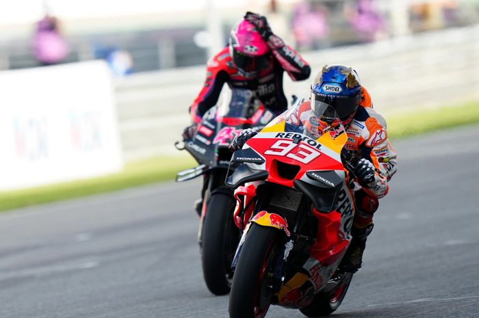 Marc Marquez (Repsol Honda) saat beraksi di MotoGP Thailand 2023 di Sirkuit Buriram, Thailand, Minggu (29/10/2023).