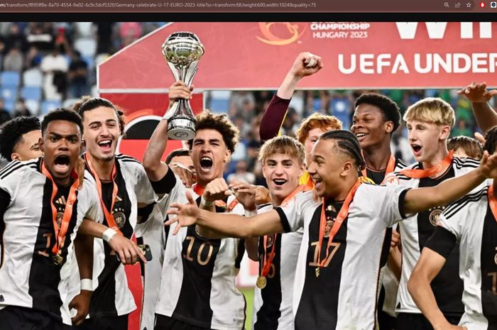 Timnas U-17 Jerman saat berhasil menjuarai Piala Eropa U-17 2023 di Hungaria.