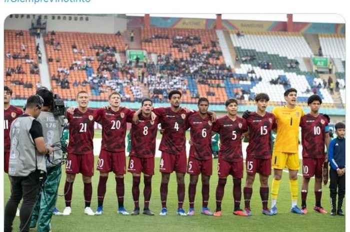 Skuad Timnas U-17 Venezuela dalam pertandingan melawan Timnas U-17 Selandia Baru di Grup F Piala Dunia U-17 2023.