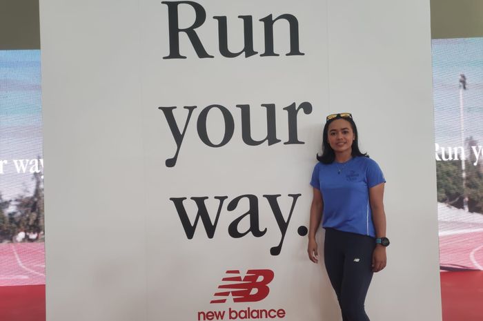 Pelari Triyaningsih dalam acara New Balance