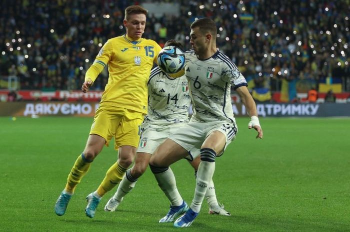 Laga Uraina vs Italia pada Kualifikasi EURO 2024 di BayArena, Senin (20/11/2023).